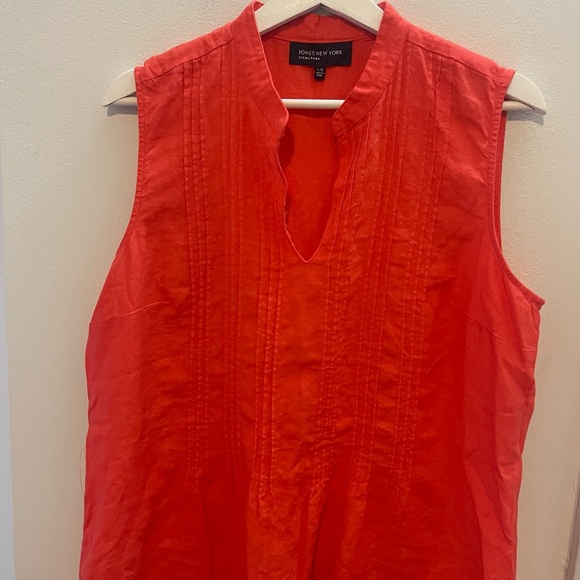 Linen Bright Sleeveless Top Size L Jones New York Vintage - Picture 6 of 7